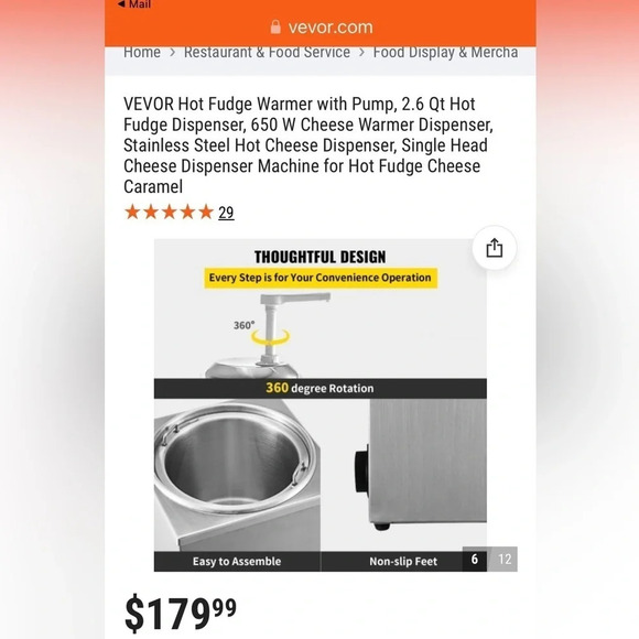 NIB VEVOR Stainless Food Warmer with Pump, 2.6 Dispenser, 650 W Foodservice - Picture 8 of 11